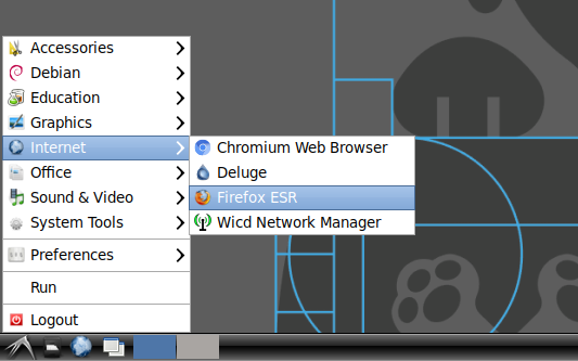 Menu Firefox ESR